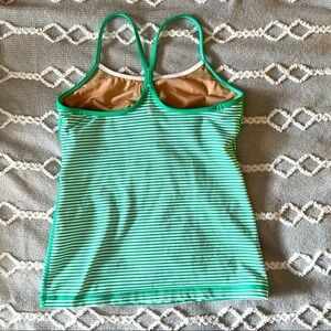 Lululemon size 8 green striped power Y tank